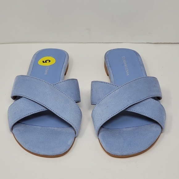 Stuart Weitzman Women's Size 5 Flat Slide Sandals Peony Light Blue New - Picture 6 of 11